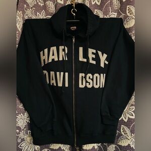 Signature Harley-Davidson~ Perrysburg, Ohio Black and White Full Zip Hoodie